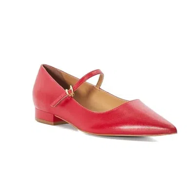 Dune London Hastas Mary Jane Womenred Leather Pointed Toe Flat Shoes Zogg3099 In Red