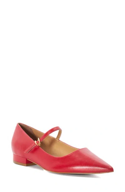 Dune London Hastas Pointed Toe Mary Jane Flat In Red