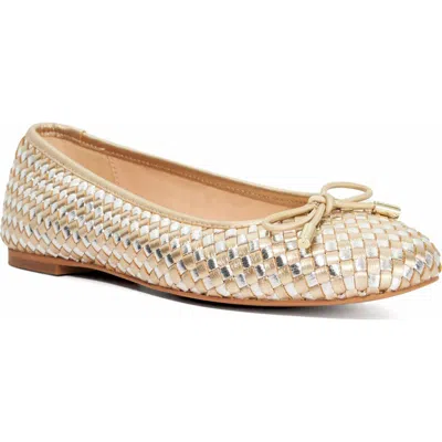 Dune London Heights Ballet Flat In Gold Multi