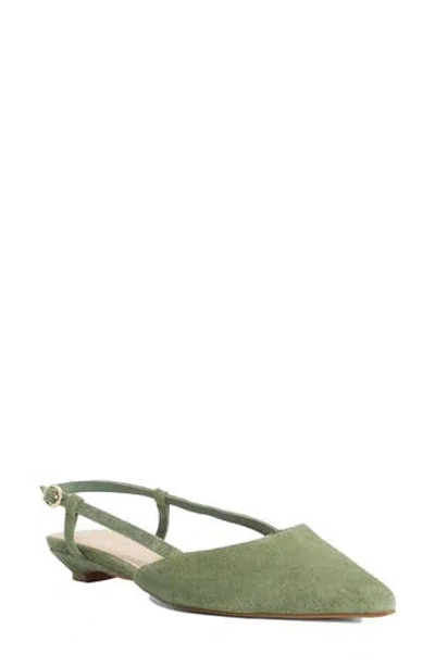Dune London Homie Suede Point Slingabck In Green