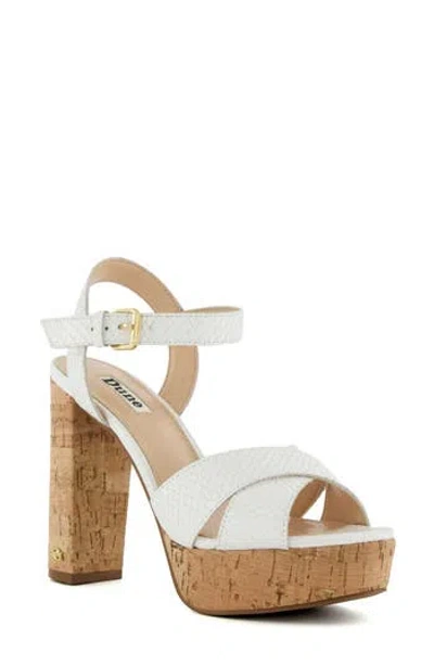 Dune London Jealous Platform Sandal In White-rept-print-leather