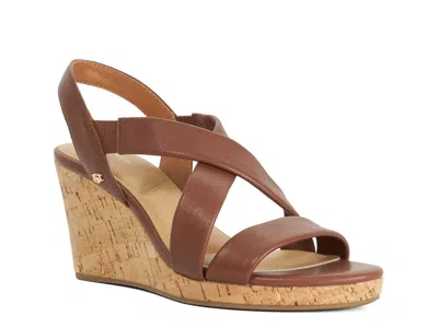Dune London Kaimes Wedge Sandal In Brown Leather