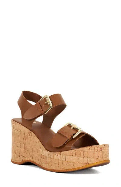 Dune London Kamia Platform Wedge Sandal In Tan
