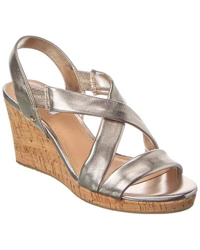 Dune London Kamies Leather Wedge Sandal In Silver