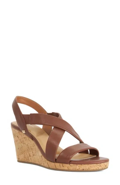 Dune London Kamies Slingback Platform Wedge Sandal In Brown