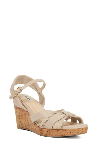 Dune London Kander Ankle Strap Platform Wedge Sandal In Cream