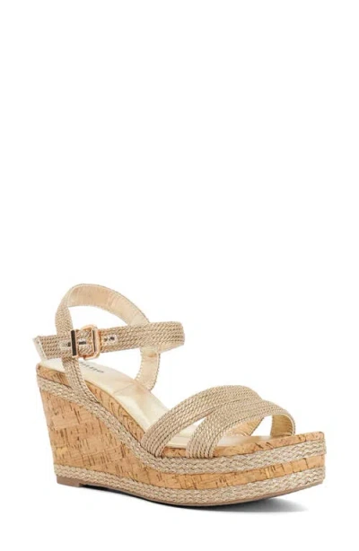 Dune London Kipling Platform Wedge Sandal In Gold