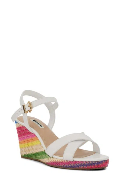 Dune London Kyrin Wiven Rainbow Wedge Sandal In Off White