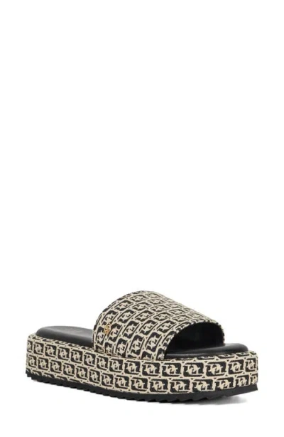 Dune London Lanie Platform Slide Sandal In Black/white