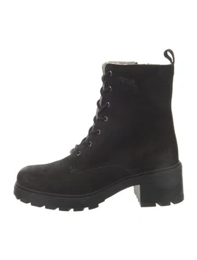 Pre-owned Dune London Leather Combat Boots In Black