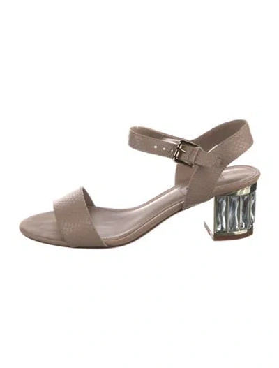 Pre-owned Dune London Leather Crystal Embellishments Slingback Sandals In Neutral