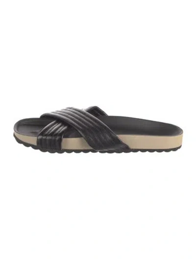 Pre-owned Dune London Leather Slides In Black