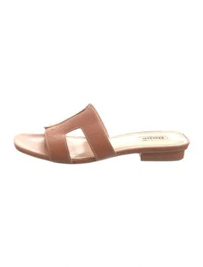 Pre-owned Dune London Leather Slides In Brown