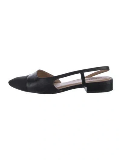 Pre-owned Dune London Leather Slingback Flats In Black