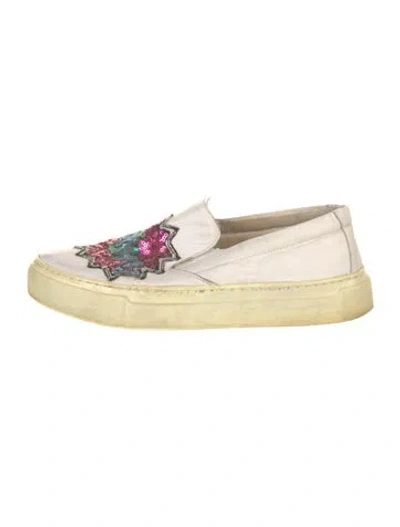Pre-owned Dune London Leather Sneakers In Neutral