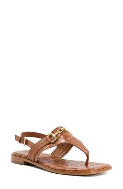 Dune London Lexley Slingback Sandal In Tan-croc-print-leather