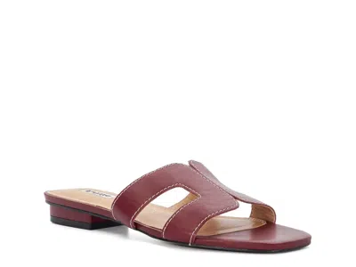 Dune London Loupe Sandal In Burgundy Leather