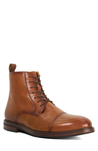 Dune London Matias Lace-up Cap Toe Boot In Brown