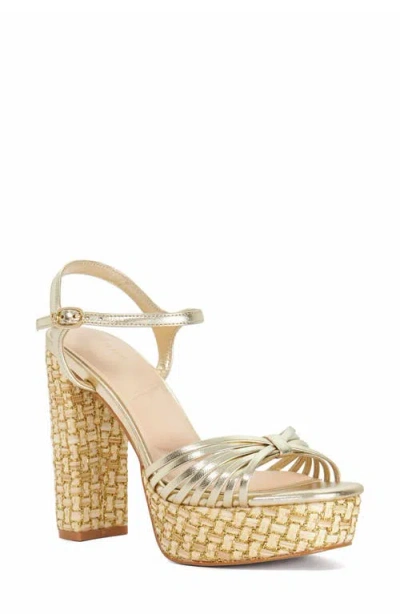 Dune London Minogue Ankle Strap Platform Sandal In Gold