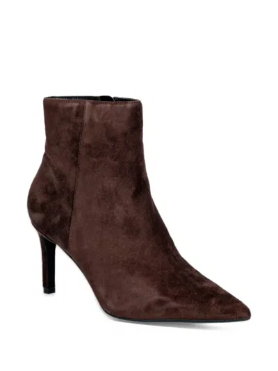 Dune London Obsessively Pointed-toe Suede Ankle Boots In Brown