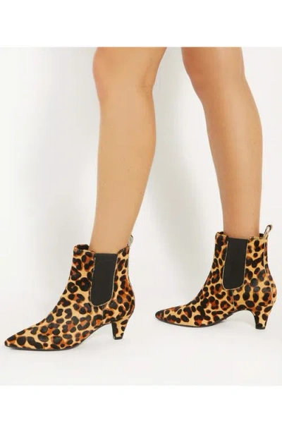 Dune London Obvious Genuine Calf Hair Pointed Toe Chelsea Boot In Leopard Calf Hair