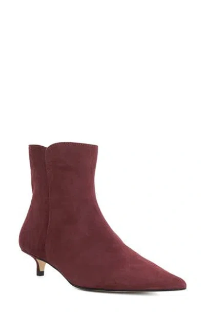 Dune London Ohlove Croc Embossed Leather Bootie In Burgundy
