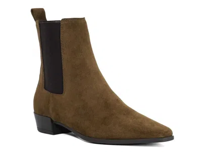 Dune London Parkas Chelsea Boot In Green Suede