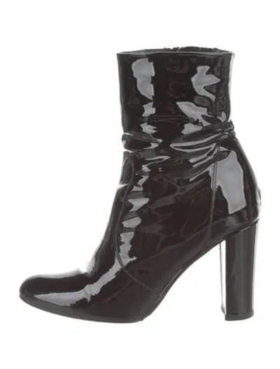 Pre-owned Dune London Patent Leather Sock Boots In Brown