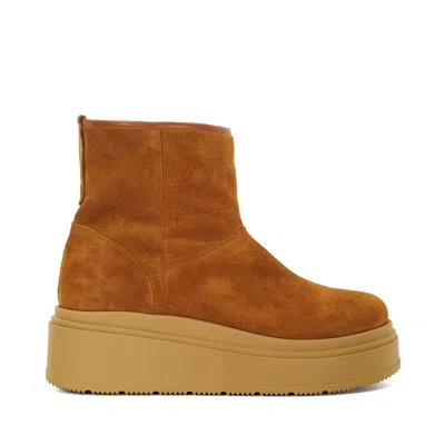 Dune London Podsey Faux Shearling Lined Platform Boots In Tan