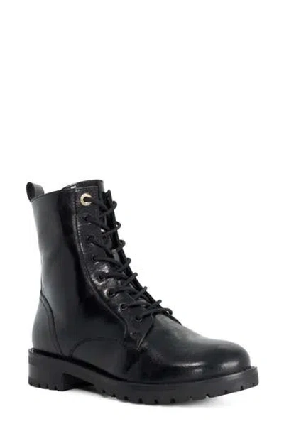 Dune London Pressures Leather Combat Boot In Black