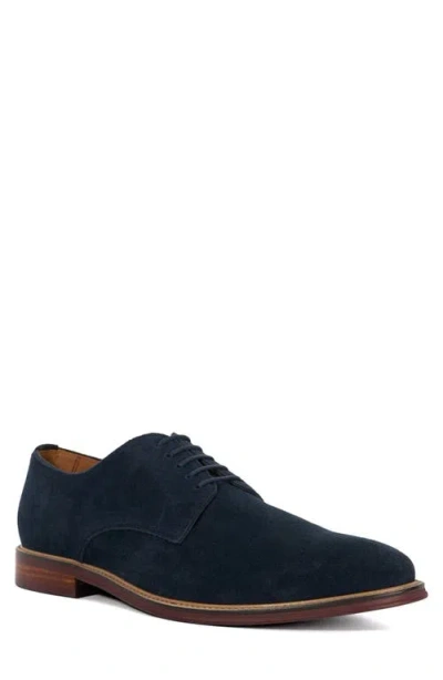 Dune London Stanley Suede Plain Toe Derby In Navy