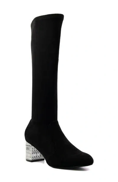 Dune London Starlets Knee High Boot In Black-micro-fibre