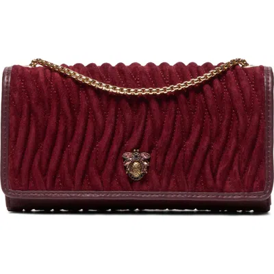 Dune London Strong Convertible Suede Crossbody Bag In Burgundy