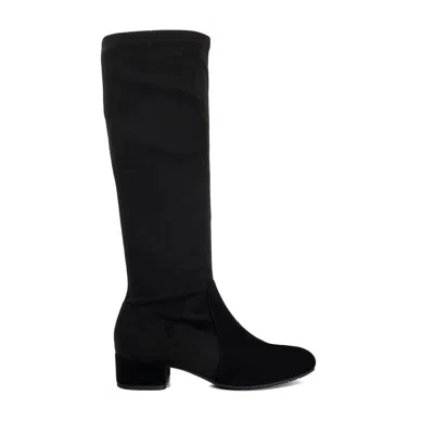Dune London Topsy Knee High Boots In Black Suede