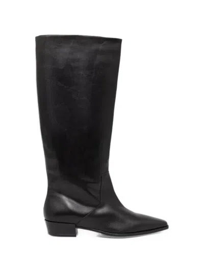 Dune London Torrie Leather Boots In Black