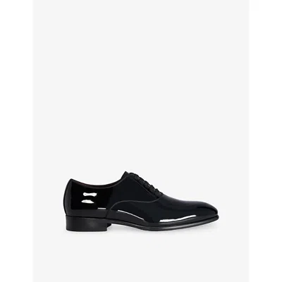 Dune Mens Black Patent Leather Stenny Patent-leather Derby Shoes Eur 44 / 10 Uk