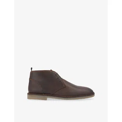 Dune Mens  Cashed Leather Boots In Dark Brown Leather