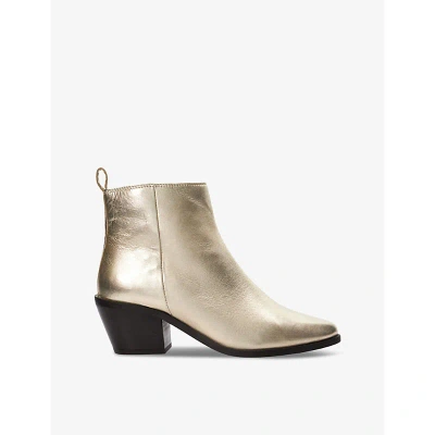 Dune Mens Gold-leather Metallic Western Leather Ankle Boots