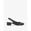 Dune Womens Black-leather Casing Sling-back Heeled Leather Ballet Flats In Black-leather