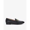 Dune Womens Black Leather Glair Snaffle-embellished Flat Loafers In Black Leather