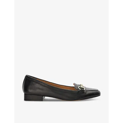Dune Womens Black-leather Gracie Square-toe Leather Loafers