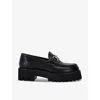 Dune Groundbreaking Snaffle-chain Leather Loafers In Black Leather