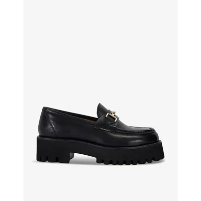 Dune Groundbreaking Snaffle-chain Leather Loafers In Black Leather