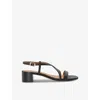 Dune Womens Black-leather Jaskell Grained-leather Heeled Sandals In Black-leather