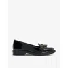 Dune Womens Black Patent Synthetic Grape Textured-vamp Loafers In Black Patent Synthetic