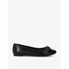 Dune Womens Black Synthetic Patent Hallo Bow-embellished Patent-leather Ballet Flats In Black Synthetic Patent