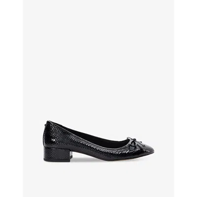 Dune Womens Black Synthetic Reptile Admirably Bow Patent Ballet Pumps