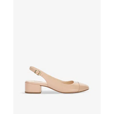 Dune Womens Blush-leather Casing Sling-back Heeled Leather Ballet Flats