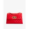 DUNE DUNE WOMEN'S BRIGHT RED-LEATHER REGENT SMALL QUILTED LEATHER SHOULDER BAG