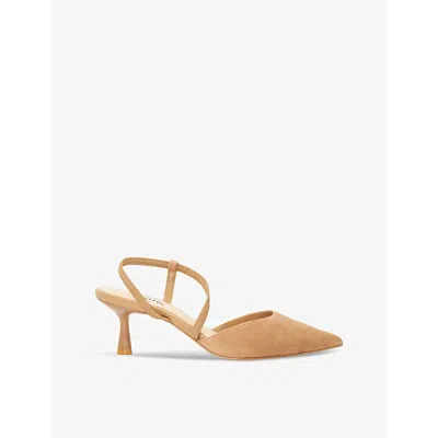 Dune Womens Camel-suede Cirtus Pointed-toe Suede Heeled Sandals